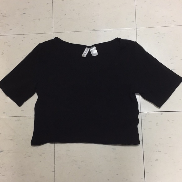 H&M Basic Black Ribbed Crop Top - Picture 1 of 2